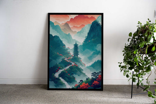 Chinese Landscape Mountain Asian Style Poster | Wall Art for Home & Office | High-Quality Print - High-Quality Visual Display
