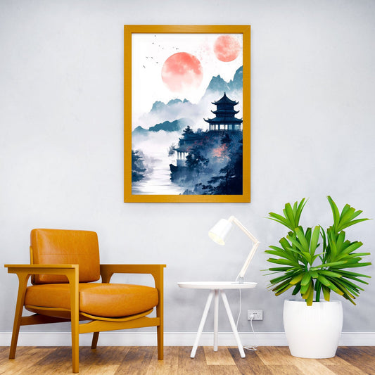 Chinese Pagoda Landscape Asian Style Poster | Wall Art for Home & Office | High-Quality Print - High-Quality Visual Display