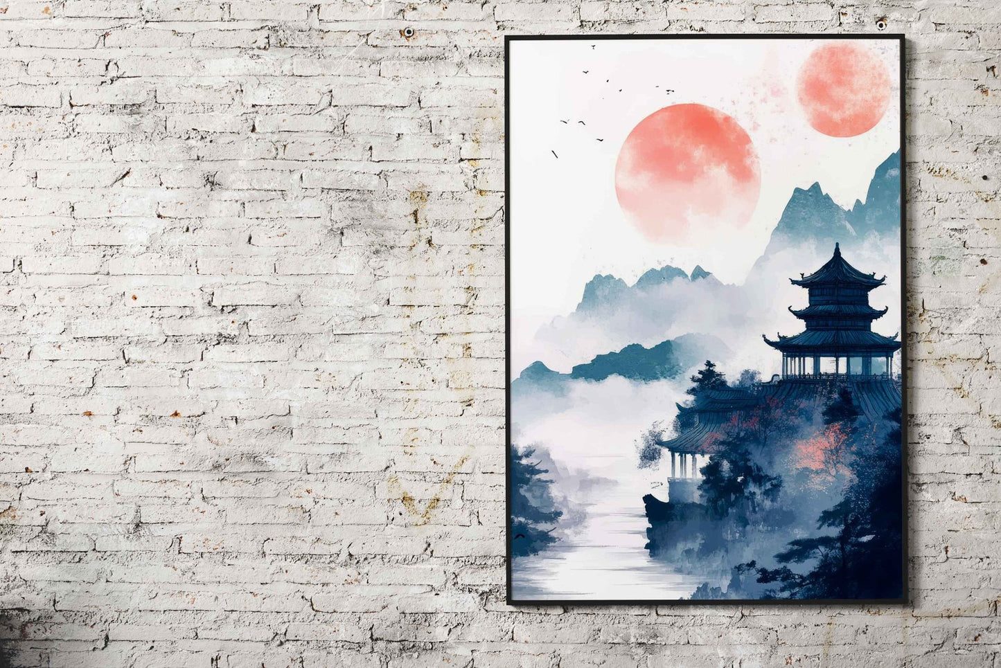 Chinese Pagoda Landscape Asian Style Poster | Wall Art for Home & Office | High-Quality Print
