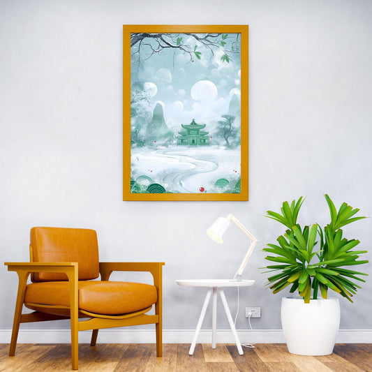 Chinese Temple Winter Landscape Asian Style Poster | Wall Art for Home & Office | High-Quality Print - High-Quality Visual Display