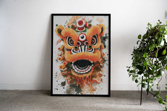 Chinese lion Asian Style Poster | Wall Art for Home & Office | High-Quality Print - High-Quality Visual Display