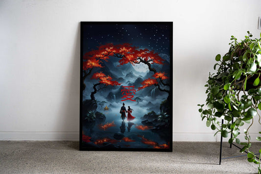 Chinese love in the Moonlight Asian Style Poster | Wall Art for Home & Office | High-Quality Print - High-Quality Visual Display