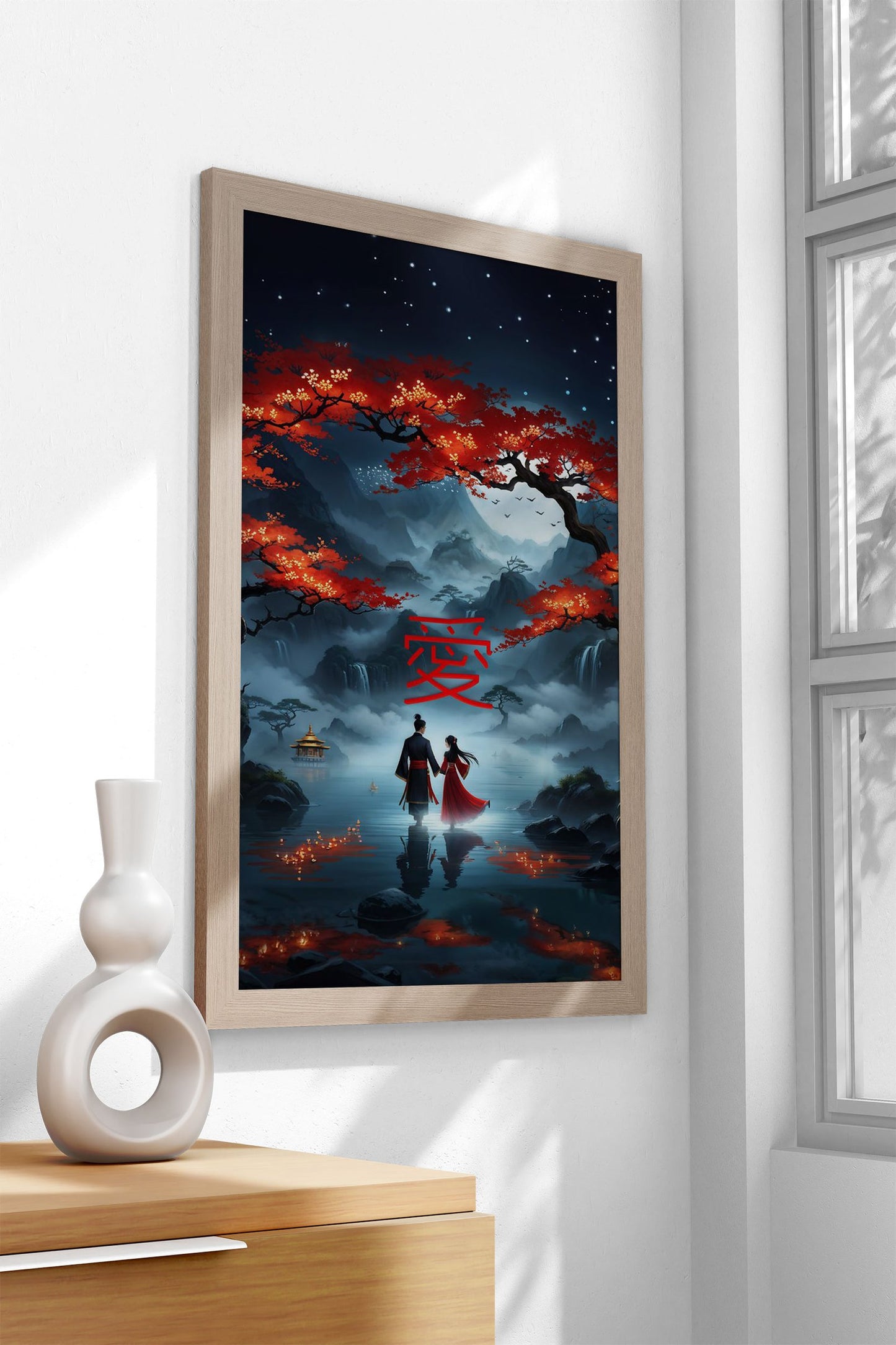 Chinese love in the Moonlight Asian Style Poster | Wall Art for Home & Office | High-Quality Print
