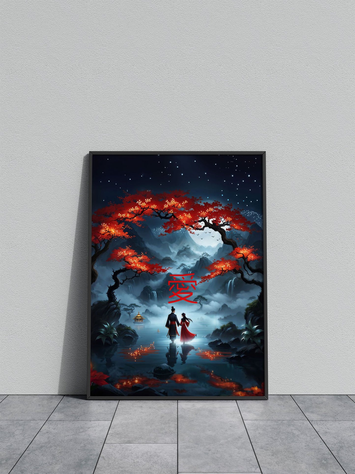 Chinese love in the Moonlight Asian Style Poster | Wall Art for Home & Office | High-Quality Print