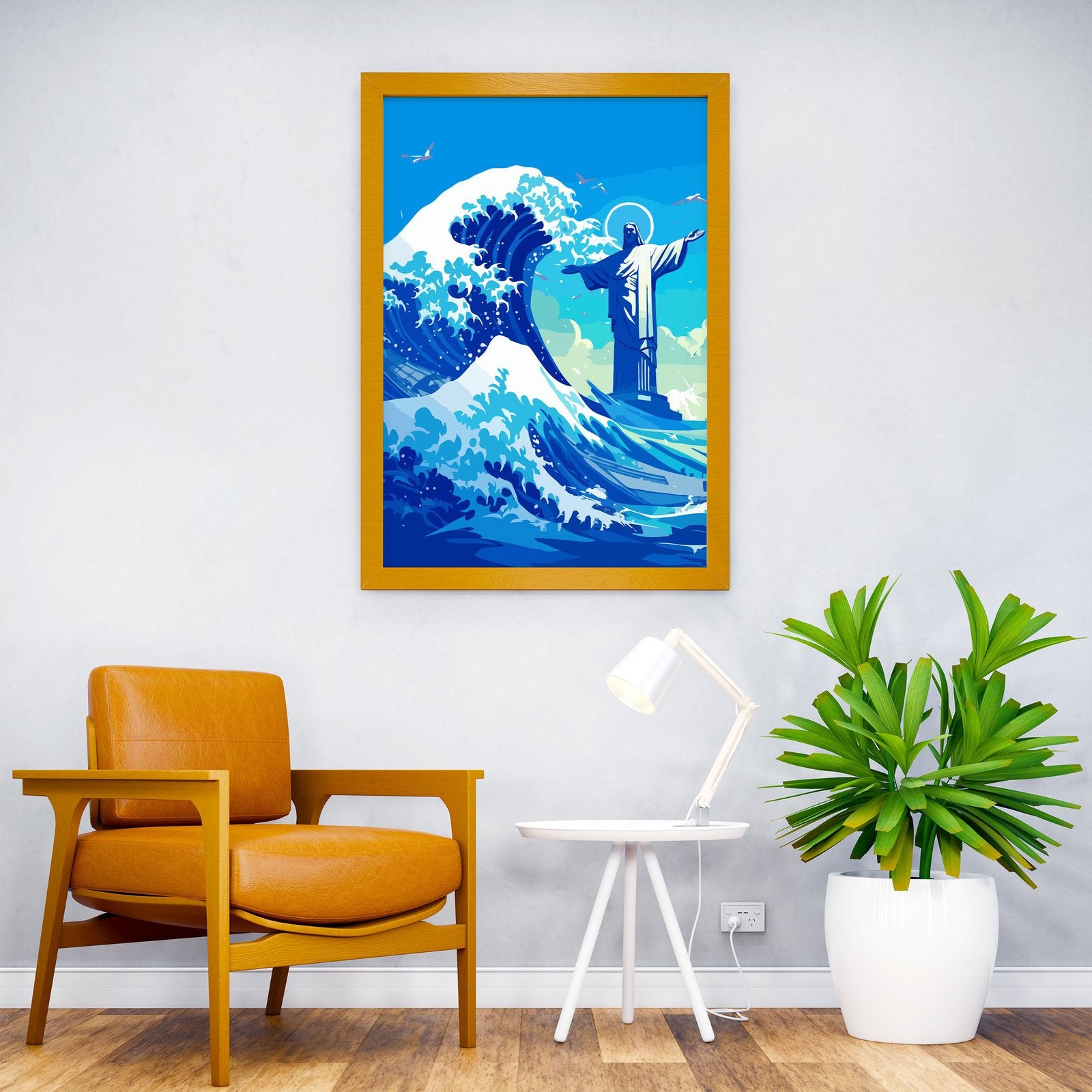 Christ the Redeemer Wave Asian Style Poster | Wall Art for Home & Office | High-Quality Print - High-Quality Visual Display