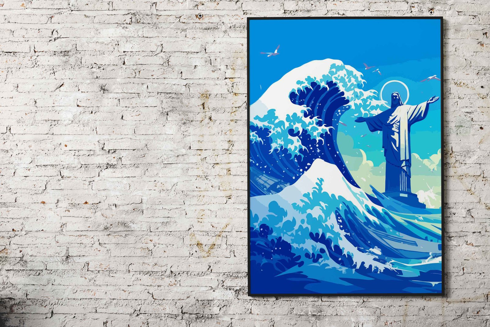 Christ the Redeemer Wave Asian Style Poster | Wall Art for Home & Office | High-Quality Print - High-Quality Visual Display