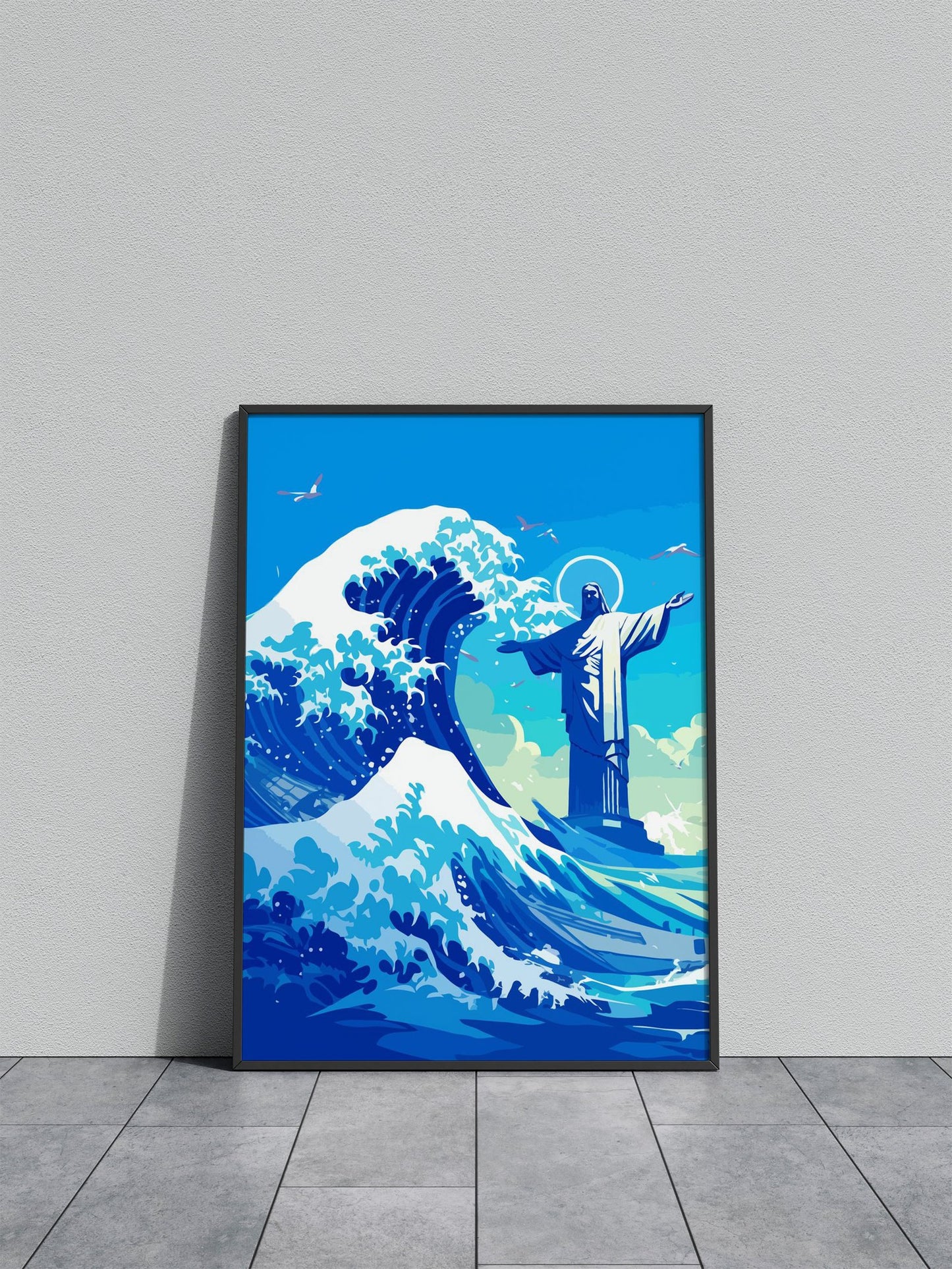 Christ the Redeemer Wave Asian Style Poster | Wall Art for Home & Office | High-Quality Print - High-Quality Visual Display
