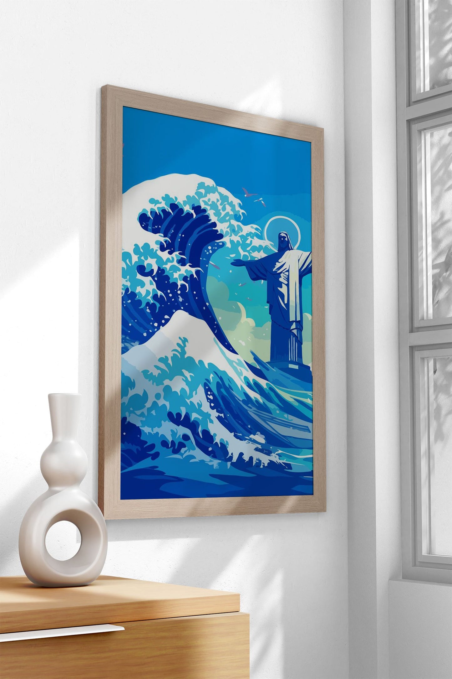 Christ the Redeemer Wave Asian Style Poster | Wall Art for Home & Office | High-Quality Print - High-Quality Visual Display