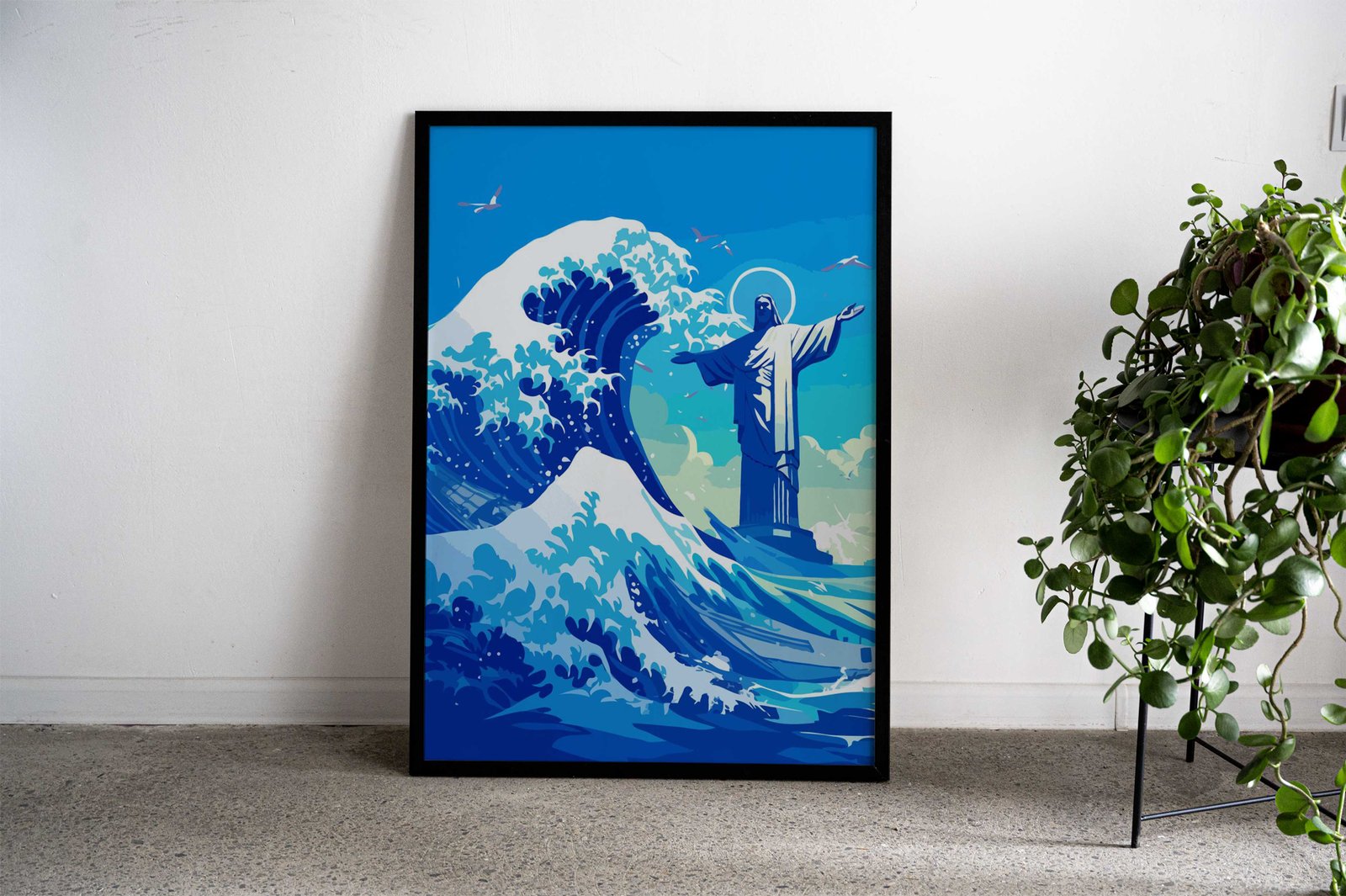 Christ the Redeemer Wave Asian Style Poster | Wall Art for Home & Office | High-Quality Print - High-Quality Visual Display