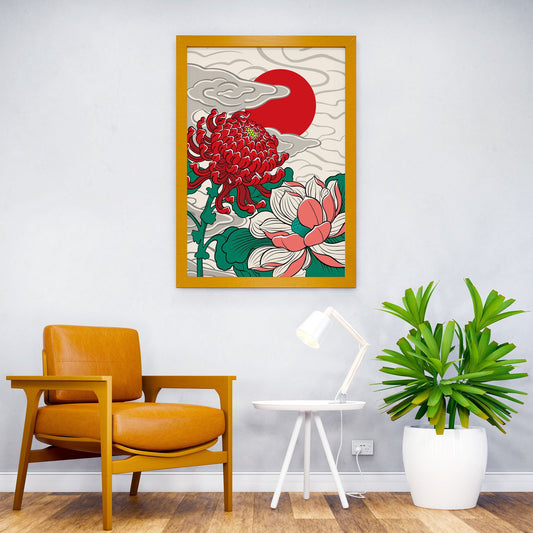 Chrysanthemum Flower Asian Style Poster | Wall Art for Home & Office | High-Quality Print - High-Quality Visual Display