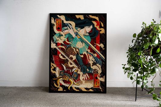 Clashing Spades Asian Style Poster | Wall Art for Home & Office | High-Quality Print - High-Quality Visual Display