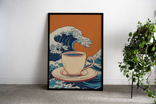 Coffee Wave Asian Style Poster | Wall Art for Home & Office | High-Quality Print - High-Quality Visual Display