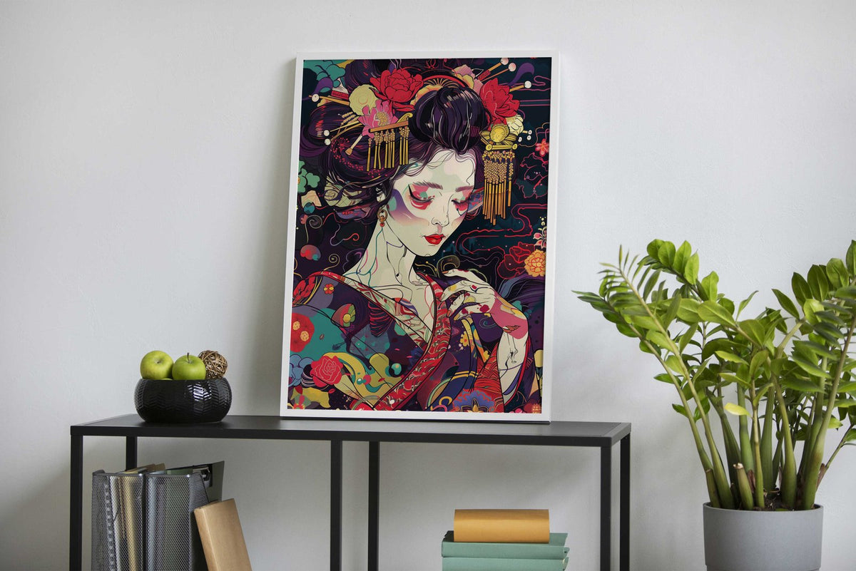 Colorful Geisha Asian Style Poster | Wall Art for Home & Office | High-Quality Print - High-Quality Visual Display