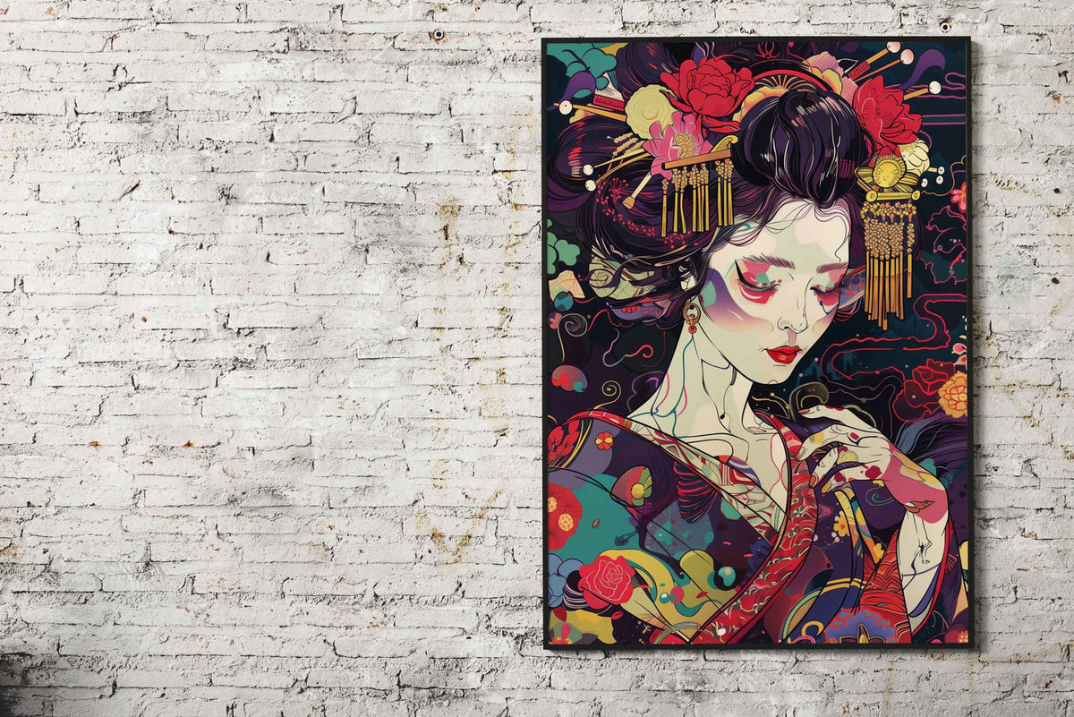 Colorful Geisha Asian Style Poster | Wall Art for Home & Office | High-Quality Print - High-Quality Visual Display