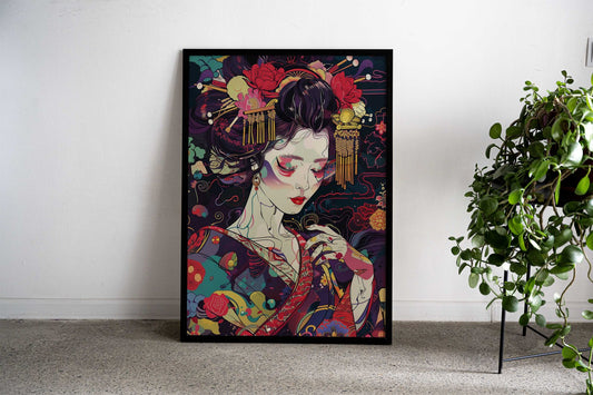 Colorful Geisha Asian Style Poster | Wall Art for Home & Office | High-Quality Print - High-Quality Visual Display