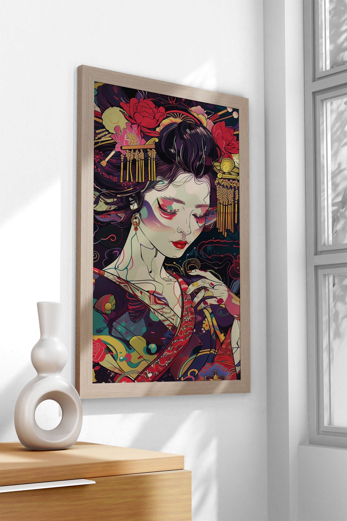 Colorful Geisha Asian Style Poster | Wall Art for Home & Office | High-Quality Print - High-Quality Visual Display