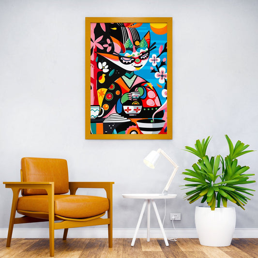 Colorful Kimono Cat Asian Style Poster | Wall Art for Home & Office | High-Quality Print - High-Quality Visual Display