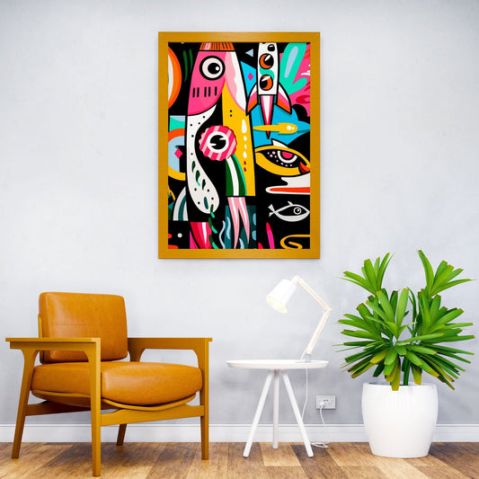 Colorful Whimsical Rocket Asian Style Poster | Wall Art for Home & Office | High-Quality Print - High-Quality Visual Display