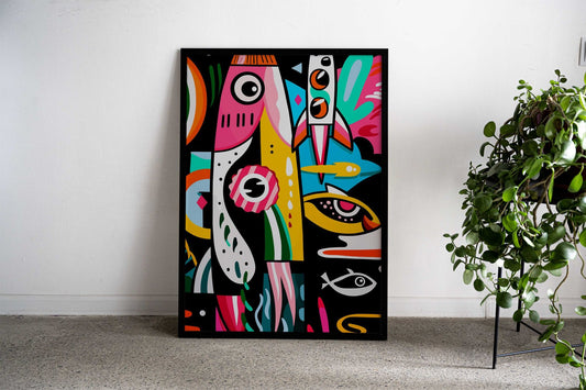 Colorful Whimsical Rocket Asian Style Poster | Wall Art for Home & Office | High-Quality Print - High-Quality Visual Display