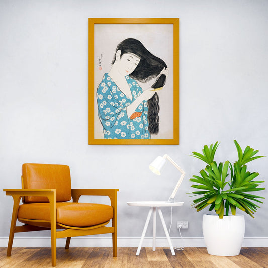 Combing Hair Asian Style Poster | Wall Art for Home & Office | High-Quality Print - High-Quality Visual Display