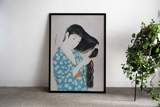 Combing Hair Asian Style Poster | Wall Art for Home & Office | High-Quality Print - High-Quality Visual Display