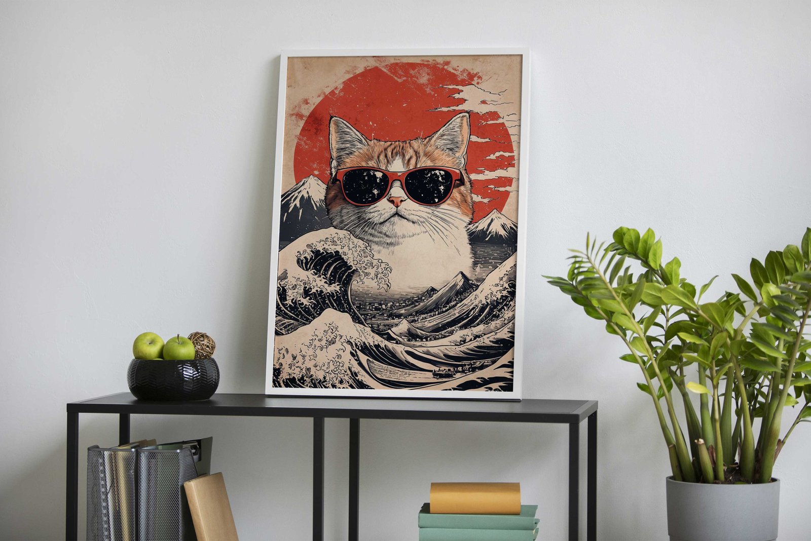 Cool Cat At the Great Wave Asian Style Poster | Wall Art for Home & Office | High-Quality Print - High-Quality Visual Display