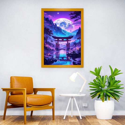 Cosmic Torii Gate Glow Asian Style Poster | Wall Art for Home & Office | High-Quality Print - High-Quality Visual Display