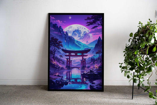 Cosmic Torii Gate Glow Asian Style Poster | Wall Art for Home & Office | High-Quality Print - High-Quality Visual Display