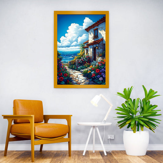 Cottage by the Ocean Asian Style Poster | Wall Art for Home & Office | High-Quality Print - High-Quality Visual Display