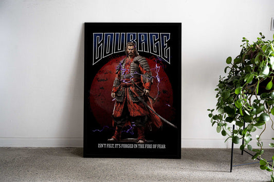 Courage Samurai Asian Style Poster | Wall Art for Home & Office | High-Quality Print - High-Quality Visual Display