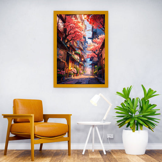 Cozy Street Asian Style Poster | Wall Art for Home & Office | High-Quality Print - High-Quality Visual Display