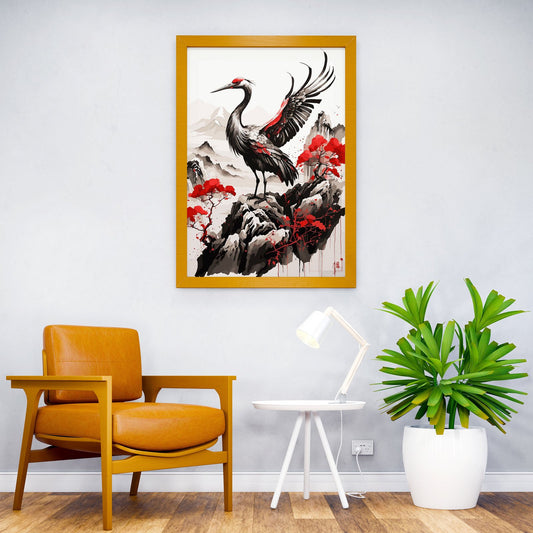 Crane Japanese Style Asian Style Poster | Wall Art for Home & Office | High-Quality Print - High-Quality Visual Display