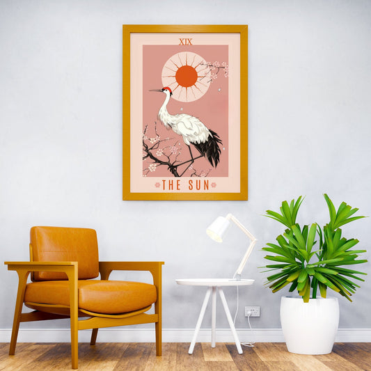 Crane The Sun Tarot Card Asian Style Poster | Wall Art for Home & Office | High-Quality Print - High-Quality Visual Display
