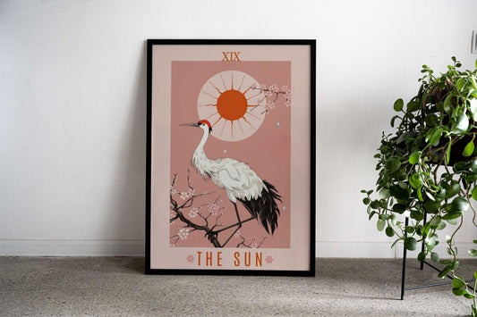Crane The Sun Tarot Card Asian Style Poster | Wall Art for Home & Office | High-Quality Print - High-Quality Visual Display