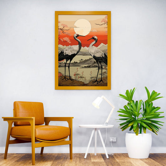 Crane Winter Migration Asian Style Poster | Wall Art for Home & Office | High-Quality Print - High-Quality Visual Display