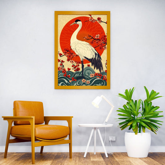 Crane and Cherry Blossoms Asian Style Poster | Wall Art for Home & Office | High-Quality Print - High-Quality Visual Display