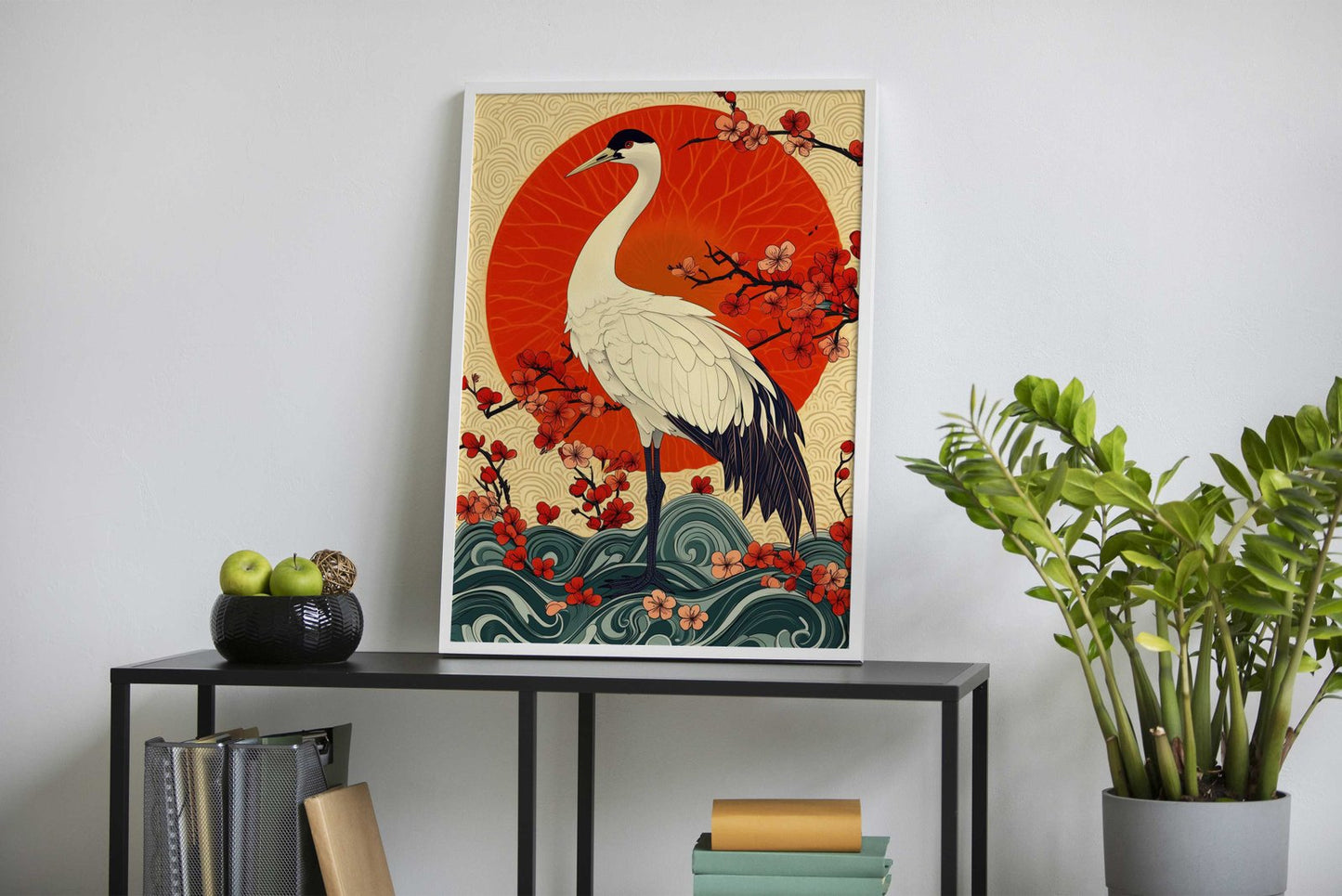 Crane and Cherry Blossoms Asian Style Poster | Wall Art for Home & Office | High-Quality Print - High-Quality Visual Display