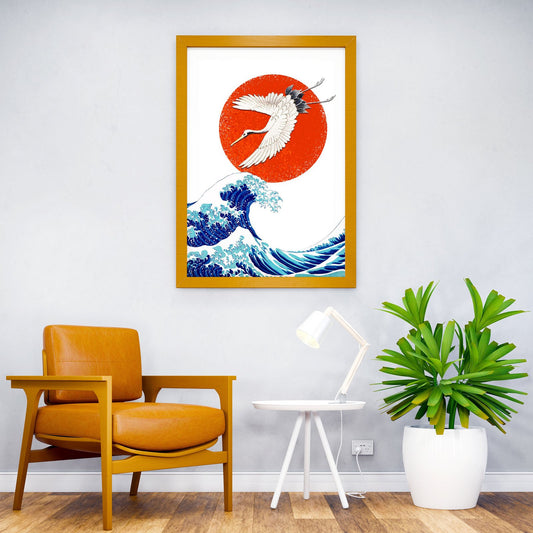Crane and Wave Asian Style Poster | Wall Art for Home & Office | High-Quality Print - High-Quality Visual Display