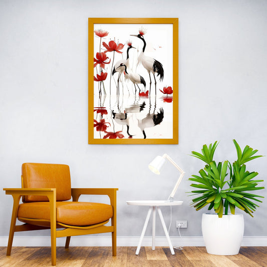 Crane Asian Style Poster | Wall Art for Home & Office | High-Quality Print - High-Quality Visual Display