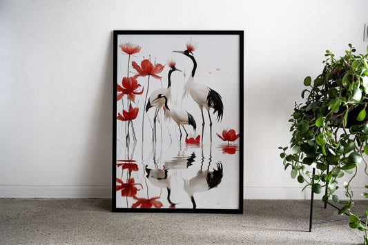 Crane Asian Style Poster | Wall Art for Home & Office | High-Quality Print - High-Quality Visual Display