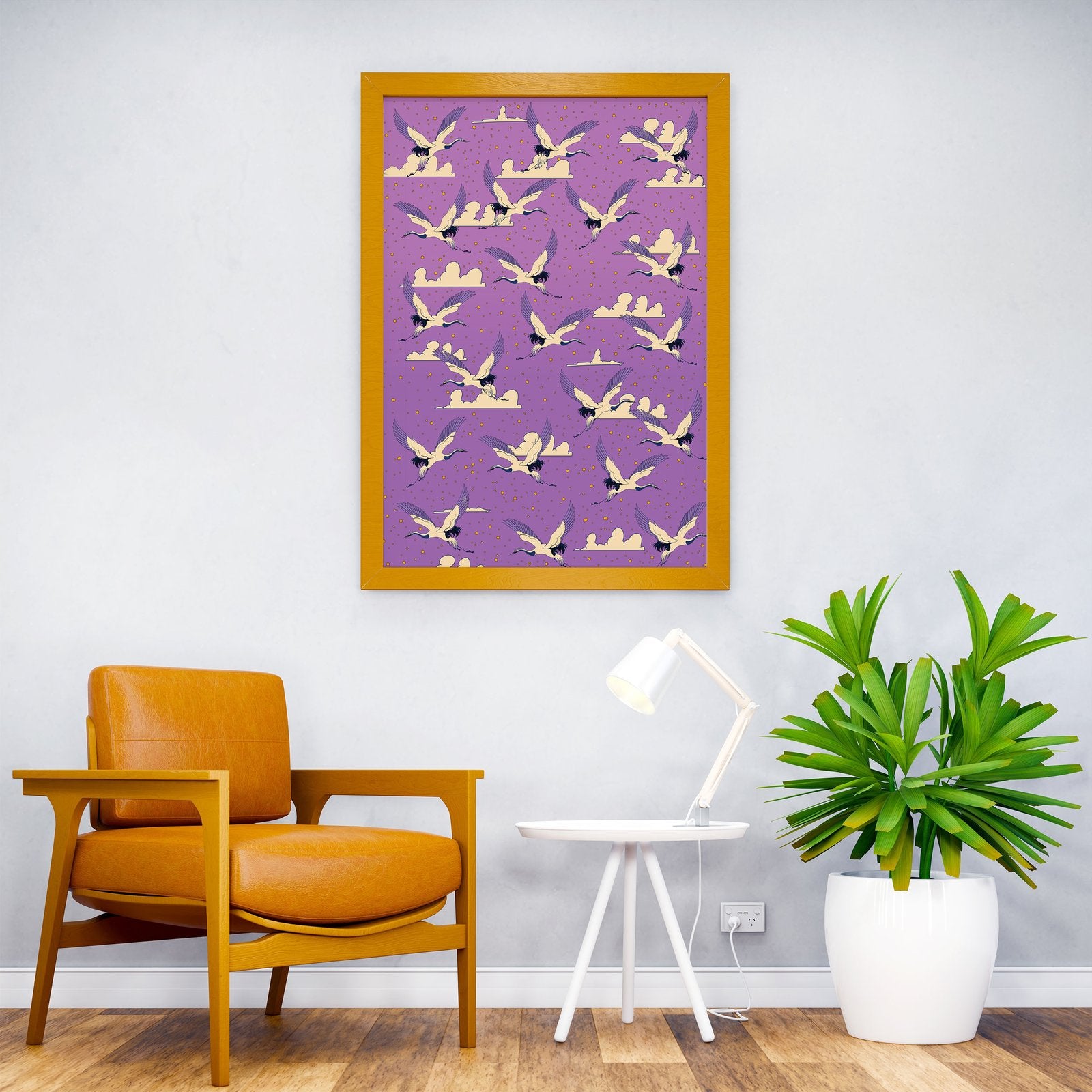 Cranes in Flight Asian Style Poster | Wall Art for Home & Office | High-Quality Print - High-Quality Visual Display