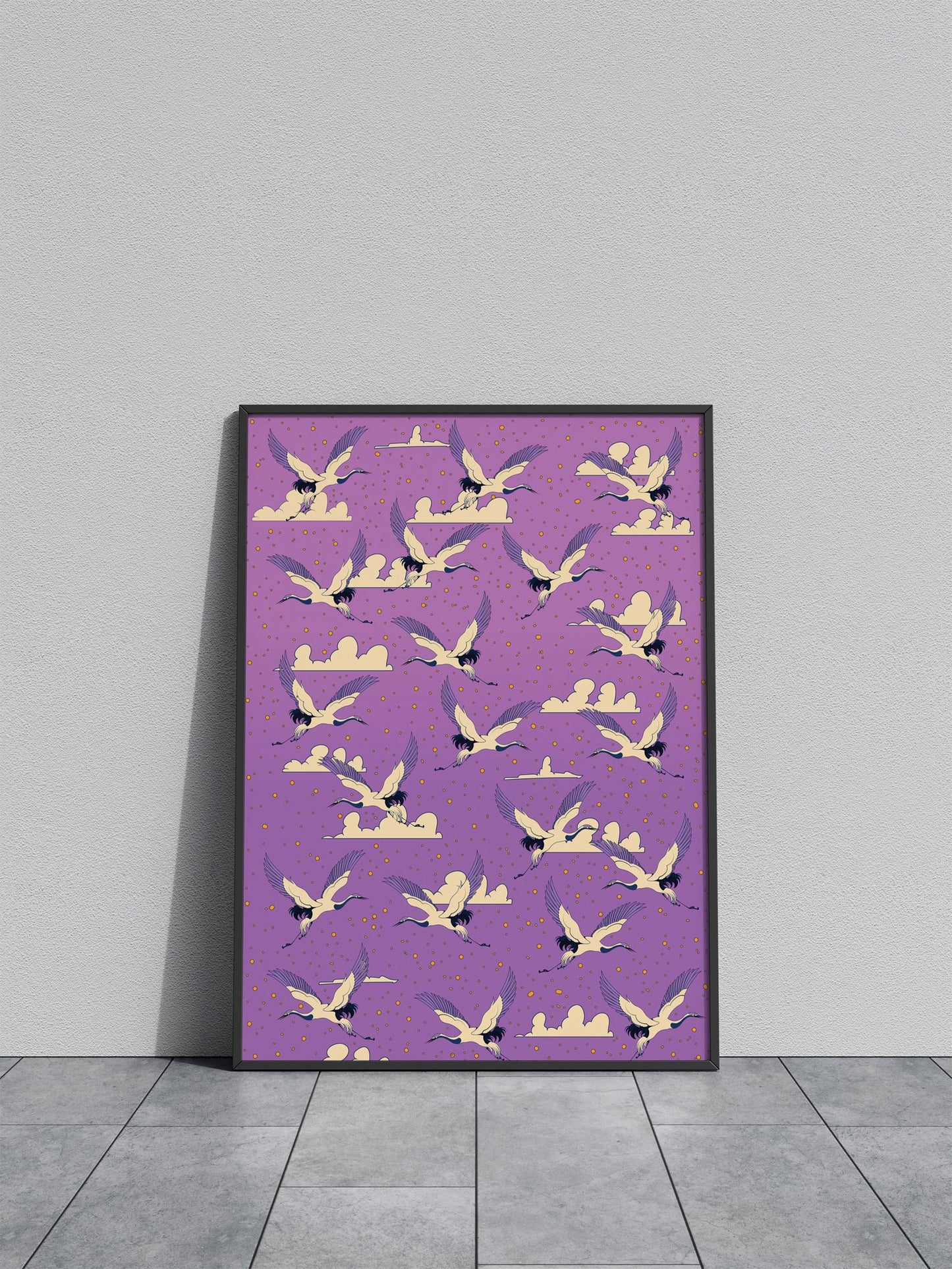 Cranes in Flight Asian Style Poster | Wall Art for Home & Office | High-Quality Print - High-Quality Visual Display