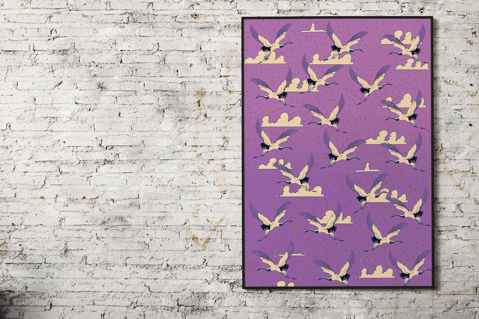 Cranes in Flight Asian Style Poster | Wall Art for Home & Office | High-Quality Print - High-Quality Visual Display