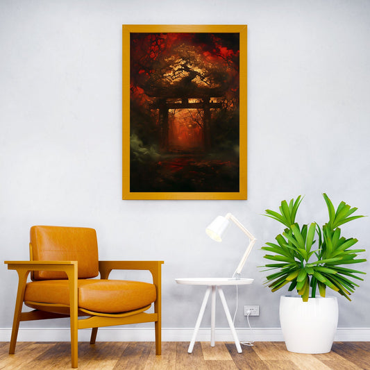 Crimson Forest Gate Asian Style Poster | Wall Art for Home & Office | High-Quality Print - High-Quality Visual Display