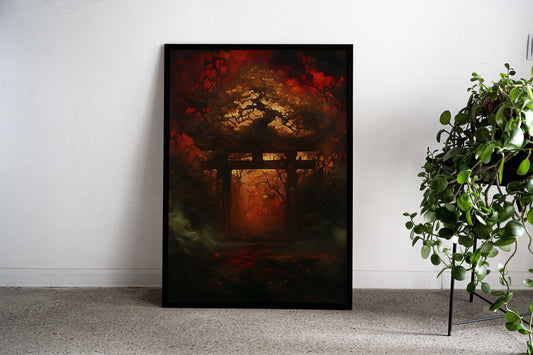 Crimson Forest Gate Asian Style Poster | Wall Art for Home & Office | High-Quality Print - High-Quality Visual Display