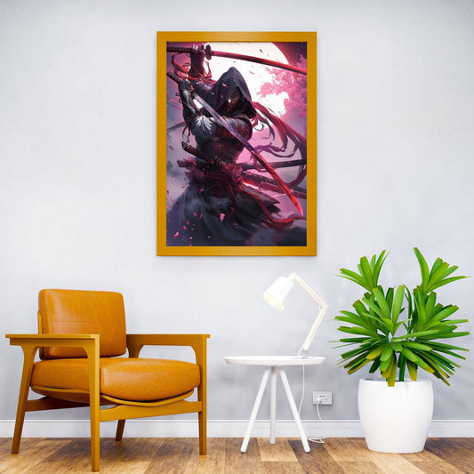 Crimson Kunoichi Asian Style Poster | Wall Art for Home & Office | High-Quality Print - High-Quality Visual Display