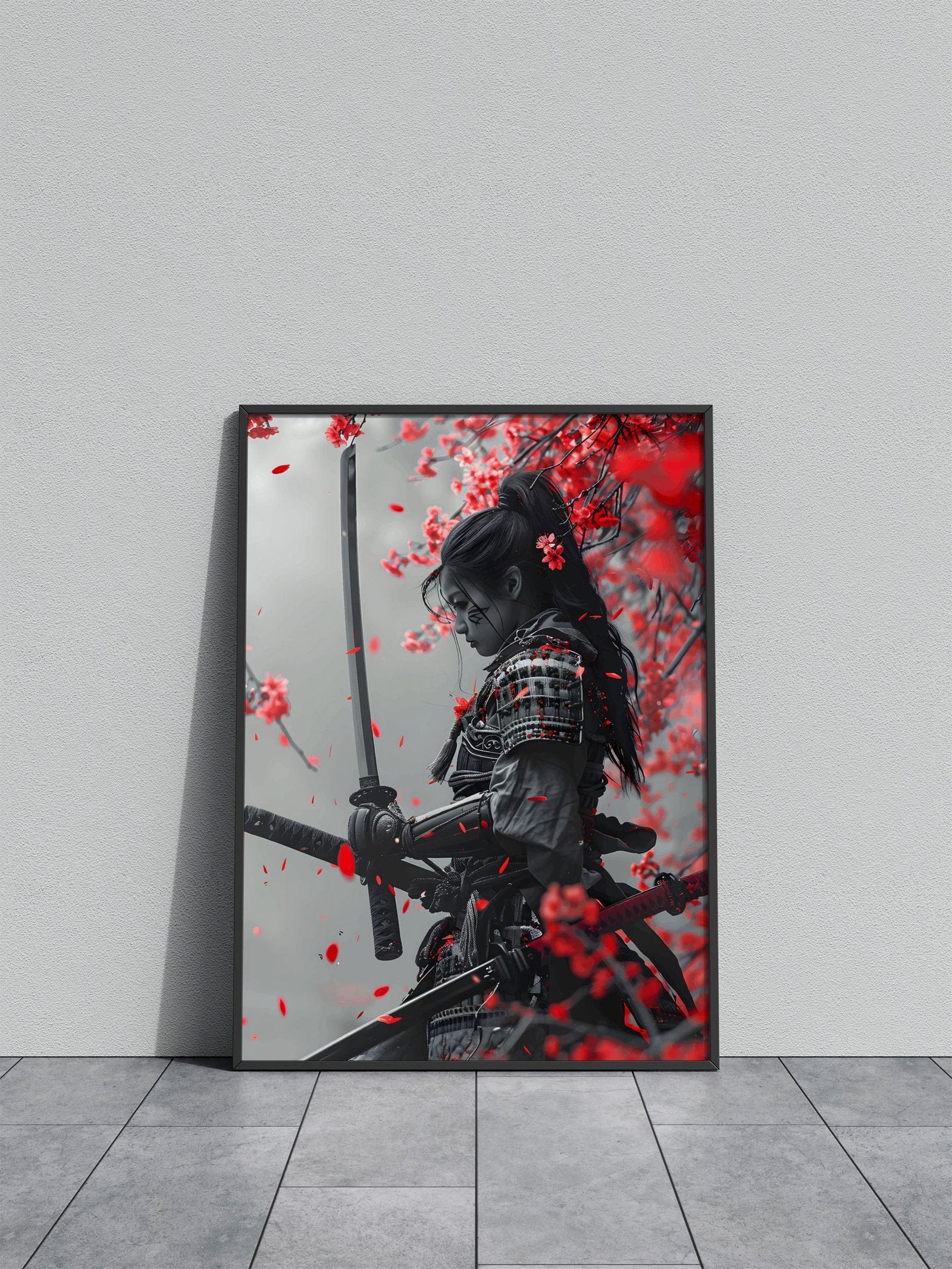 Crimson Sakura Warrior Asian Style Poster | Wall Art for Home & Office | High-Quality Print - High-Quality Visual Display