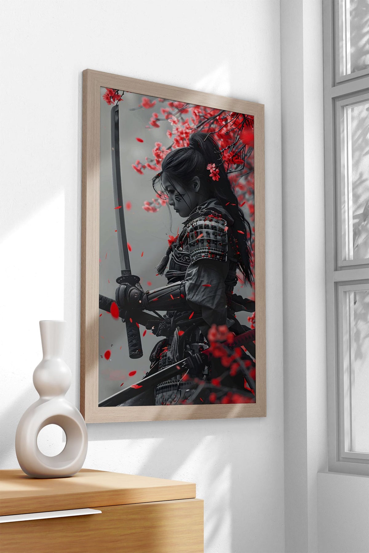 Crimson Sakura Warrior Asian Style Poster | Wall Art for Home & Office | High-Quality Print - High-Quality Visual Display