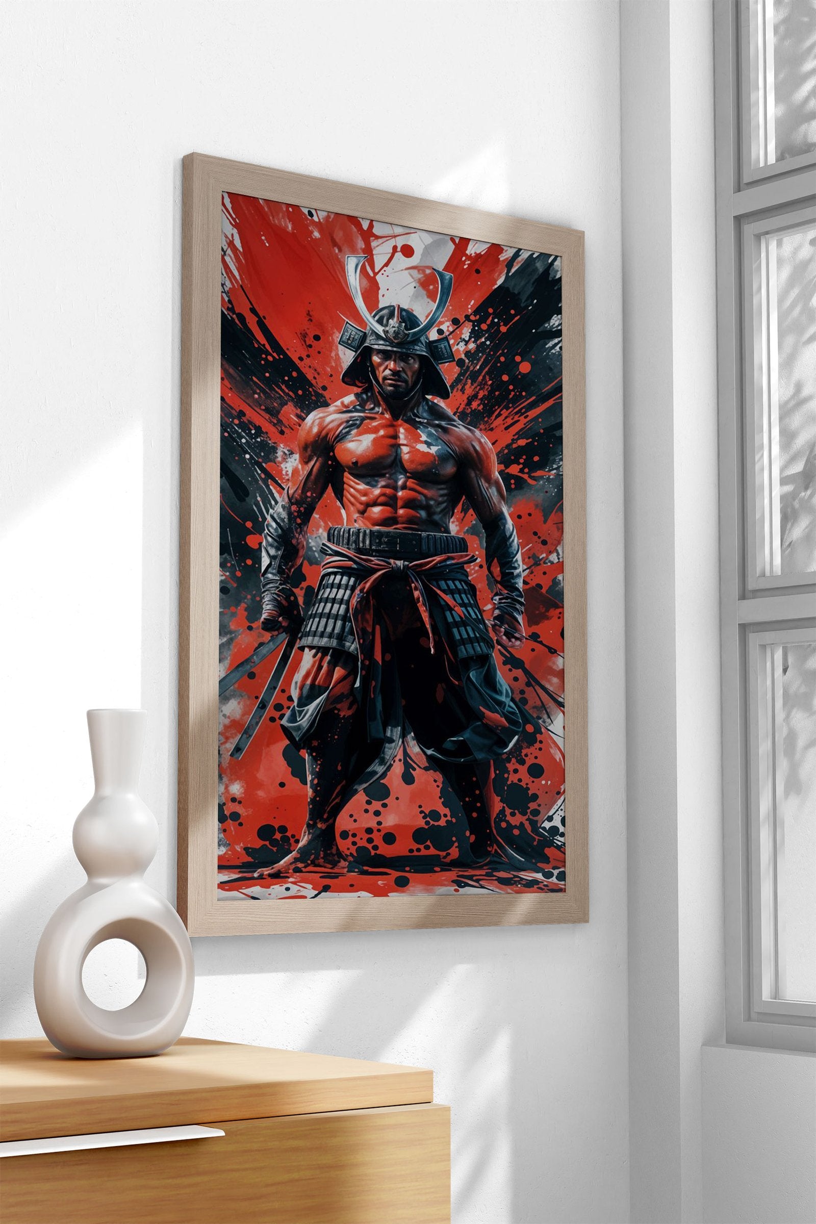 Crimson Samurai Asian Style Poster | Wall Art for Home & Office | High-Quality Print - High-Quality Visual Display