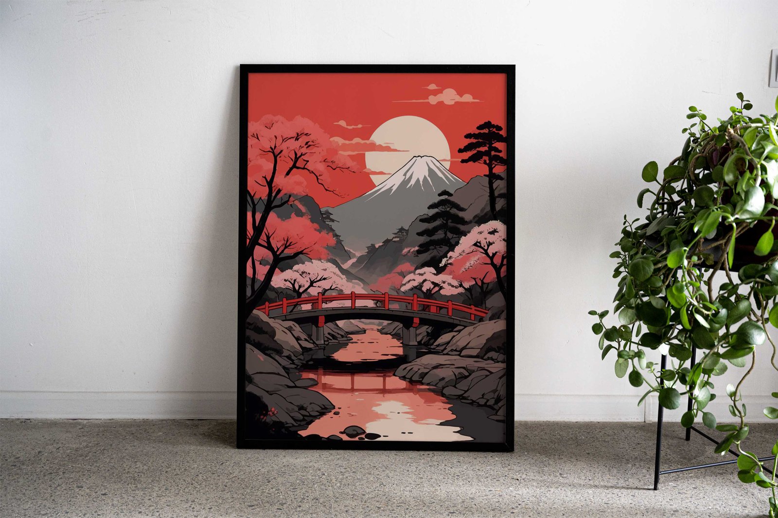 Crimson Serenity Asian Style Poster | Wall Art for Home & Office | High-Quality Print - High-Quality Visual Display